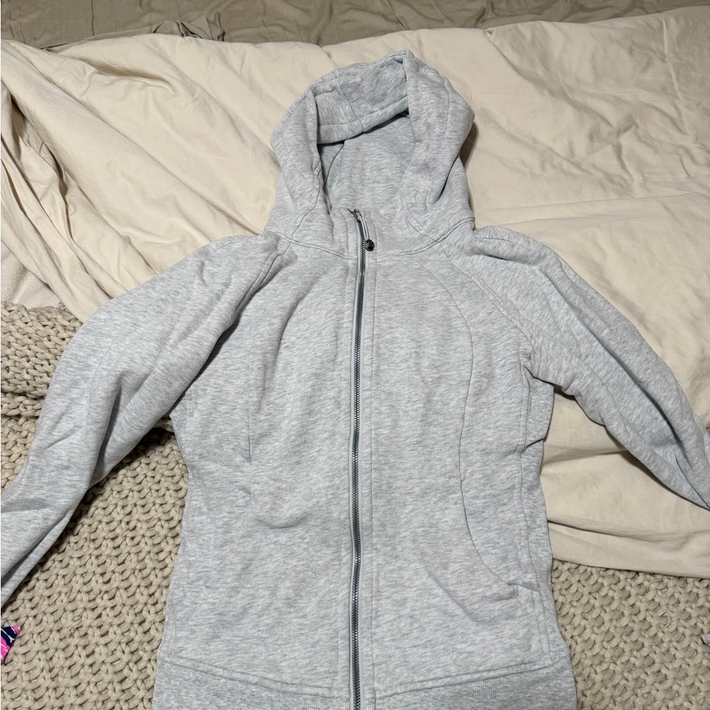 Gray Zip-Up Scuba Hoodie